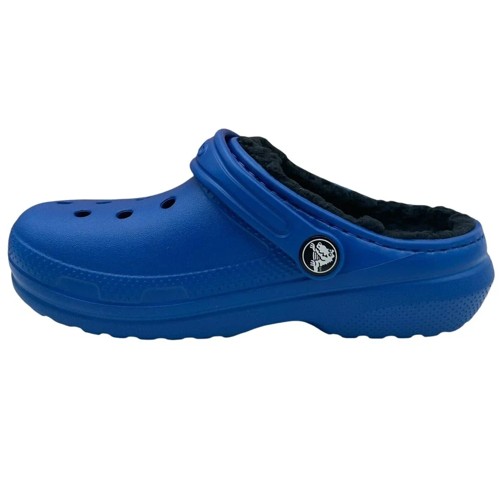 Crocs Little Boys Lined Slip on Clog Size 11 Royal Blue Warm Cozy Comfy Slippers